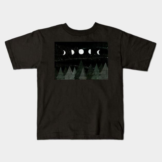 Moon phases Kids T-Shirt by KatherineBlowerDesigns